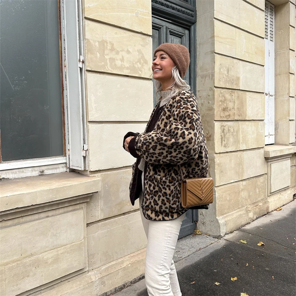 Leah | Jacke mit O-Ausschnitt und Leopardenprint