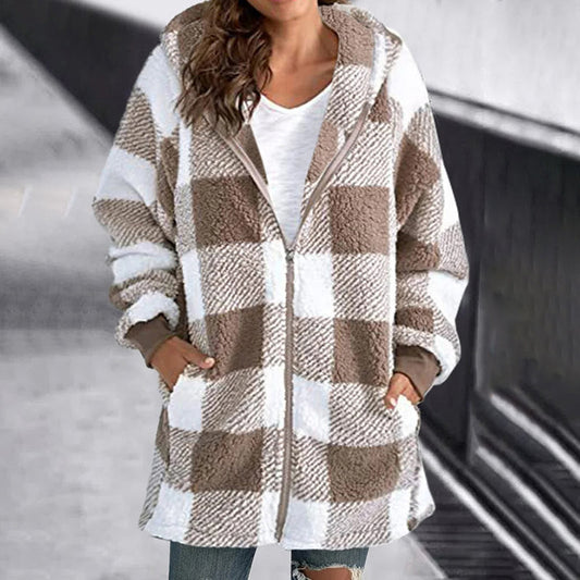 Christina | Damen Plaid Jacke | Kapuze