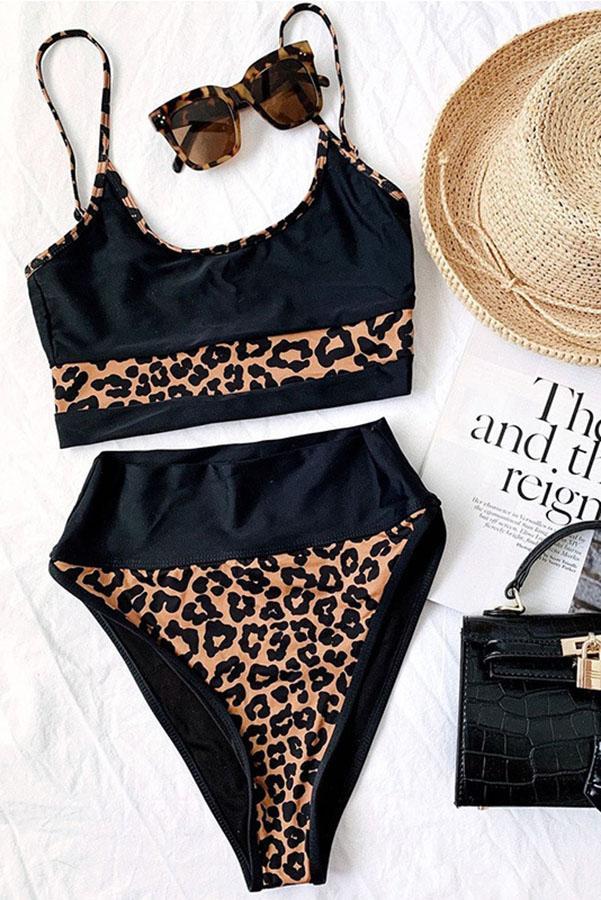 Bella Bikini mit Schlitz und Leopardenmuster