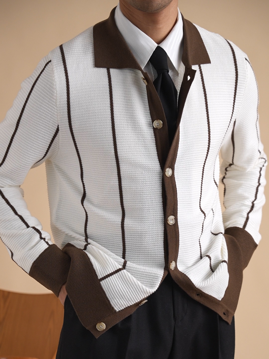 Gestreifter Button-Down Cardigan