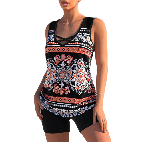 Bella Tankini-Set | Sommerliches Tankini-Set mit geometrischem V-Ausschnitt