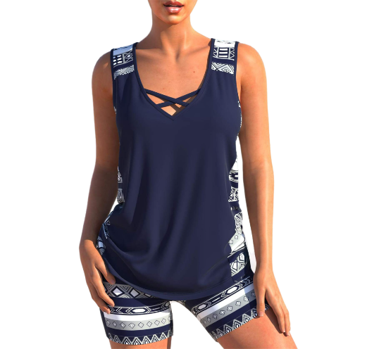 Bella Tankini-Set | Sommerliches Tankini-Set mit geometrischem V-Ausschnitt