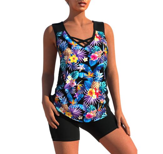 Bella Tankini-Set | Sommerliches Tankini-Set mit geometrischem V-Ausschnitt