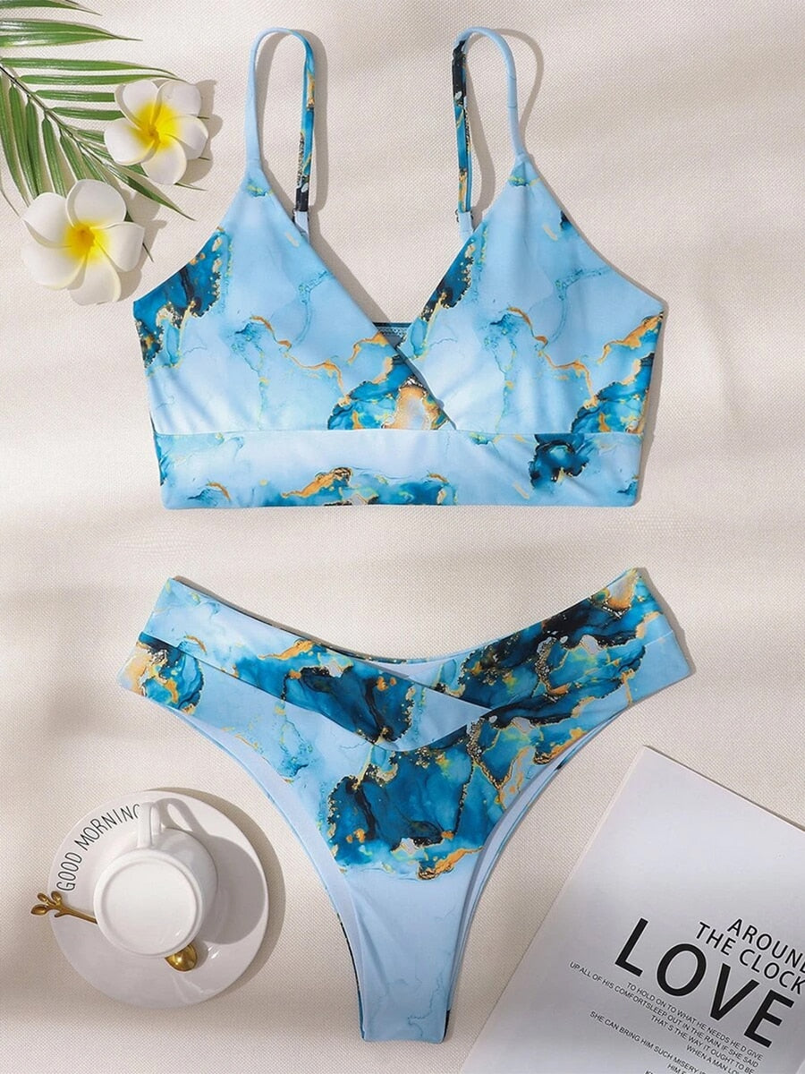 Bella Bikini | Eleganter Bikini mit Marmorprint