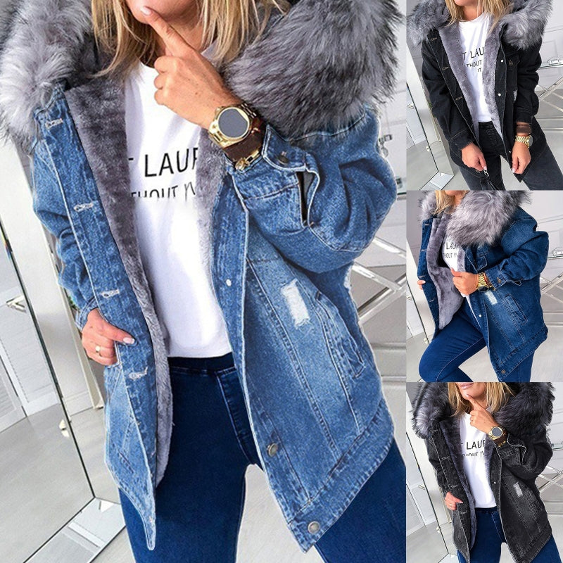 Kolseth | Stylische Jeansjacke mit Pelzkragen für Damen