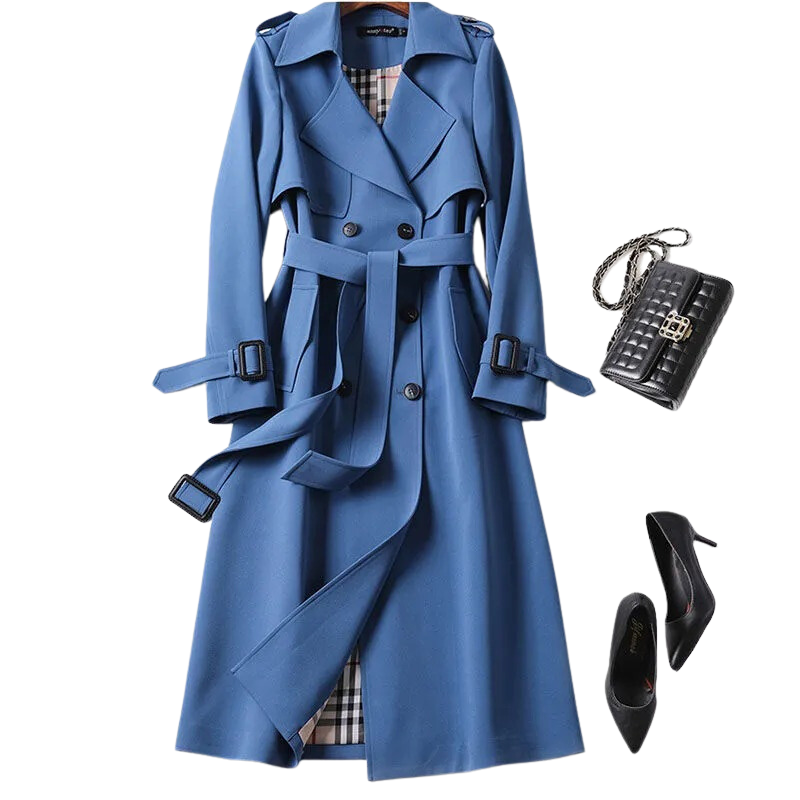 Christai | Damen Lange Trench Mantel | Knopf Daunen