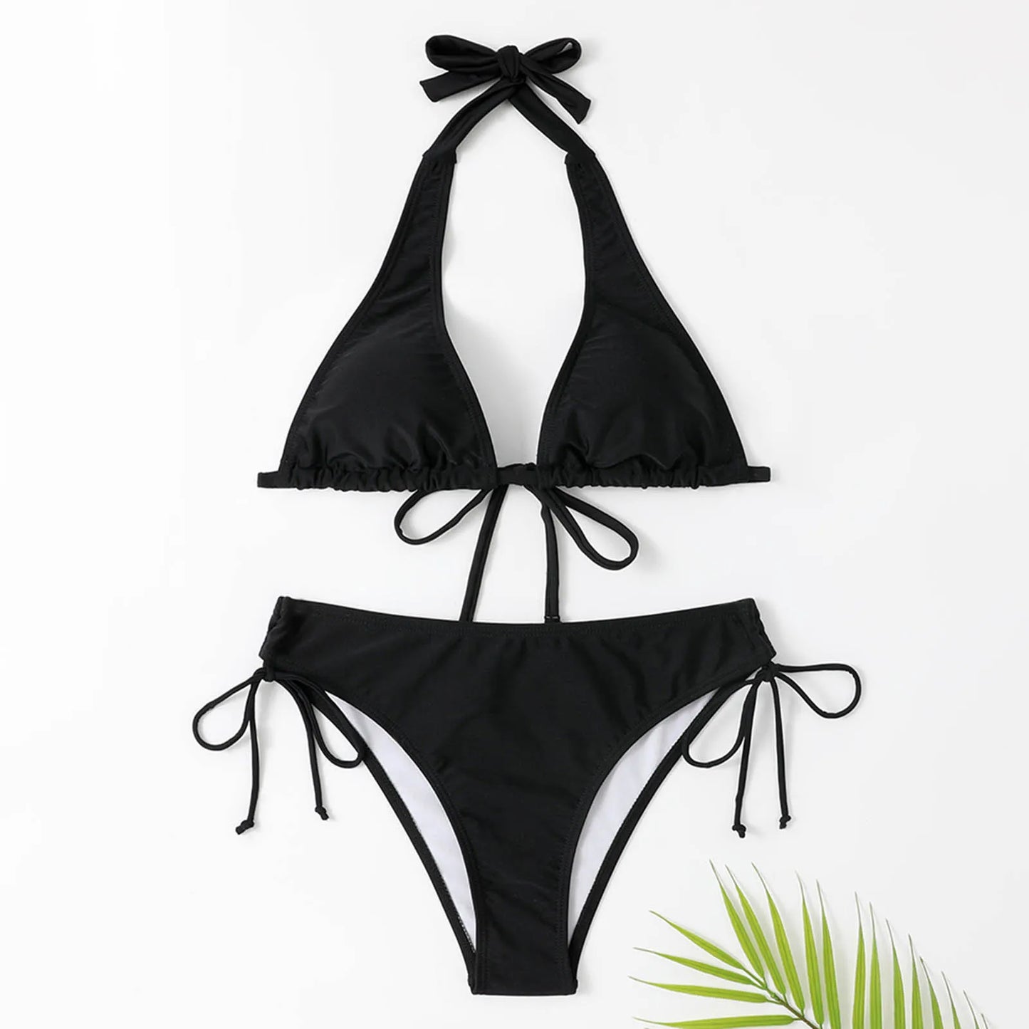 Bella - Klassischer Schwarzer Neckholder-Bikini