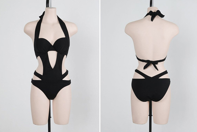 Bella | Halter Cut Out Bandage Trikini Badeanzug