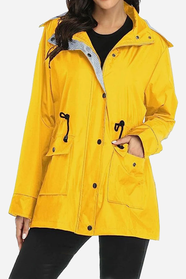 Vythelora | Wasserdichte gestreifte Windbreaker-Regenjacke mit Kapuze