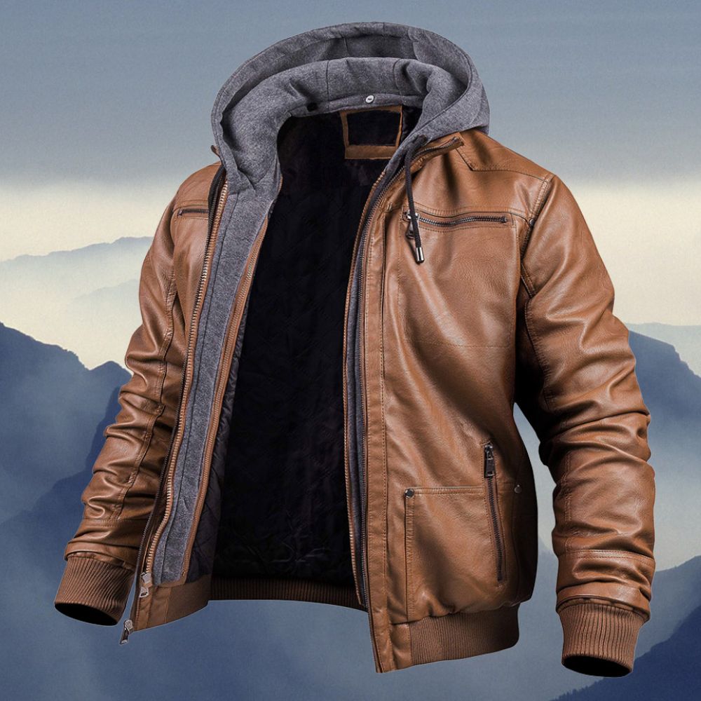 BENJAMIN 2.0 - Stilvolle Premium Leder-Winter-Jacke mit Kapuze