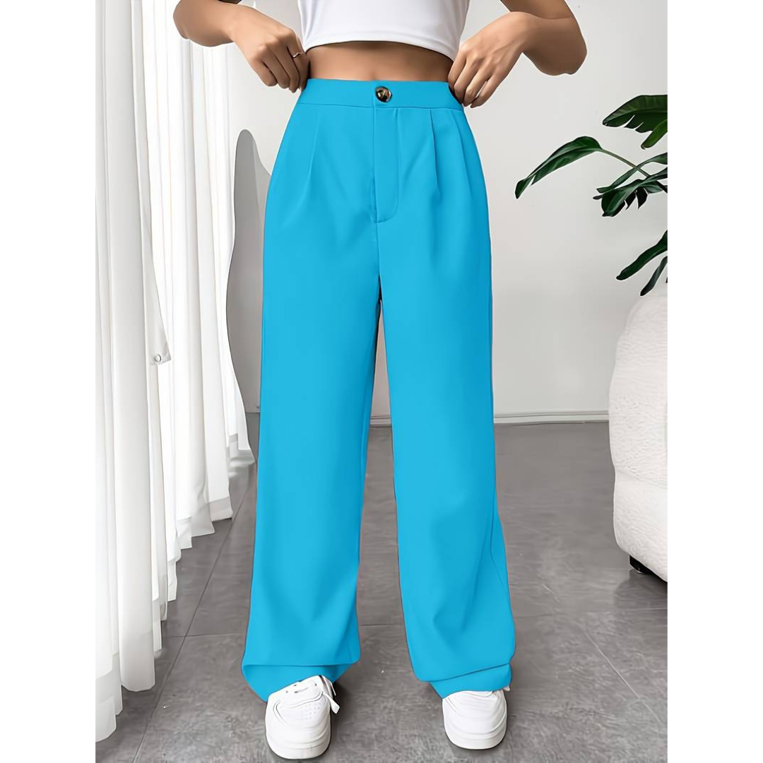 Bequeme, elegante Hose mit hoher Taille und weitem Bein für Damen