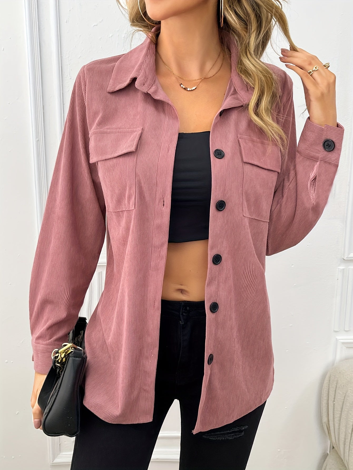 Vina | Rosa Hemdjacke mit Brusttaschen