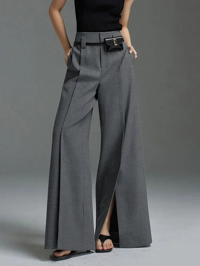 Cedricay | Split-Front Damen-Hose | Grau