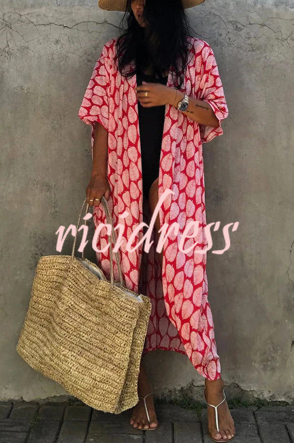 Strandüberwurf im Kimono-Stil mit Boho-Print