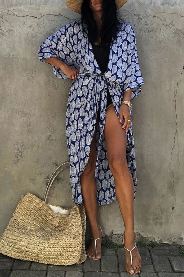 Strandüberwurf im Kimono-Stil mit Boho-Print