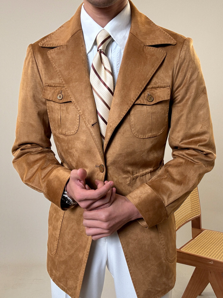 Bellachicha Klassischer Wildleder Safari Blazer