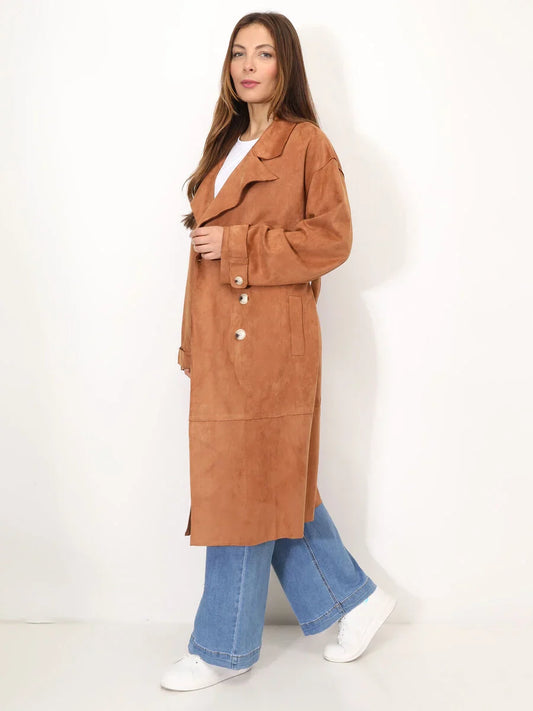 Klassischer Winter-Trenchcoat aus Wildleder - Ada