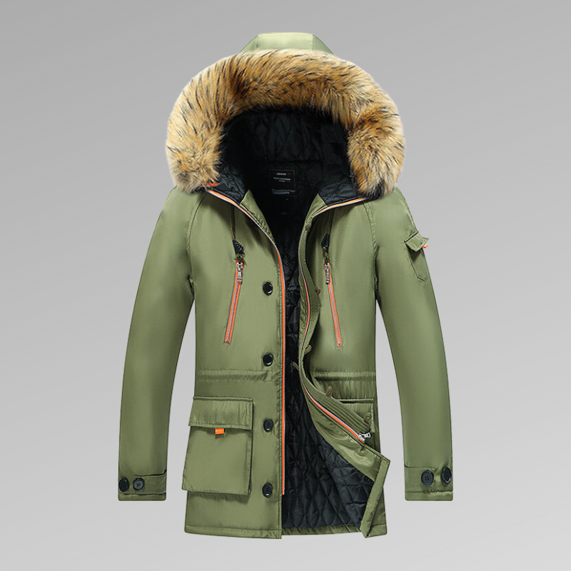 Asger - Hochwertige Winterjacke mit Kunstpelzkragen