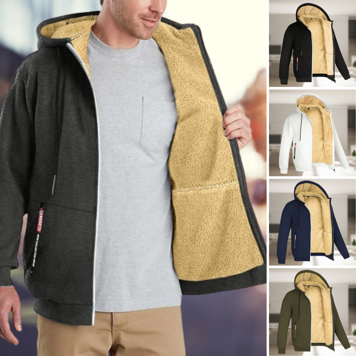 Andrew - Lässige Herren Winterjacke mit Kapuze und Fleece