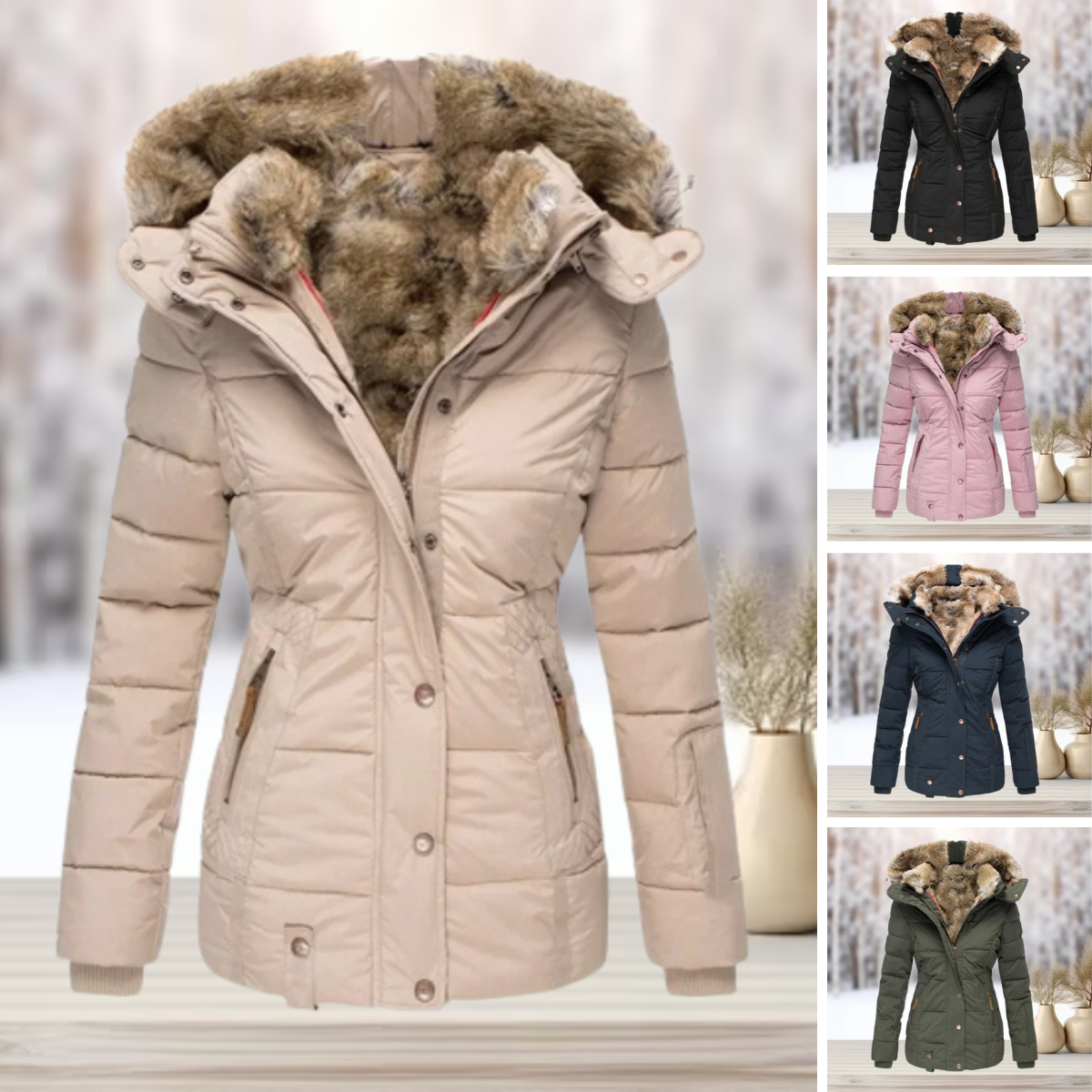 Shany | Elegante Pelz-Winterjacke mit Kapuze