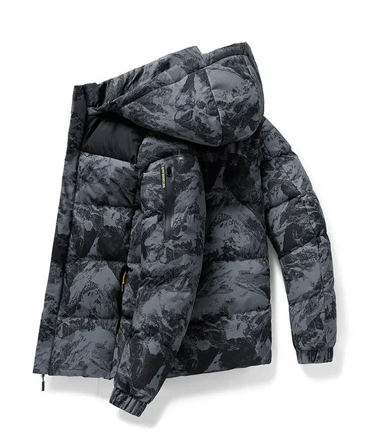 Camouflage-winterjacke für herren – warm, stylisch und perfekt für kalte tage