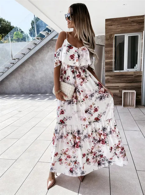 Ute - Maxi-Kleid - Blumen Off-Shoulder