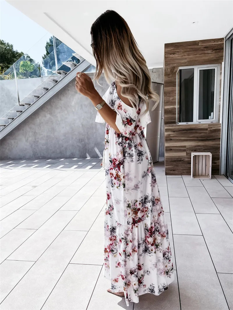 Ute - Maxi-Kleid - Blumen Off-Shoulder