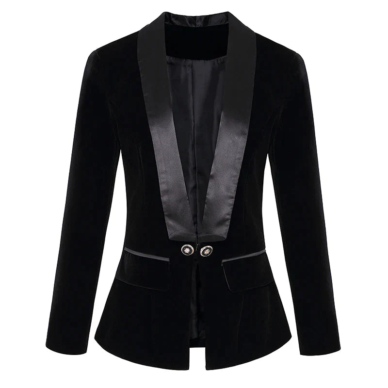 Samt-Smokingblazer mit Satin-Revers