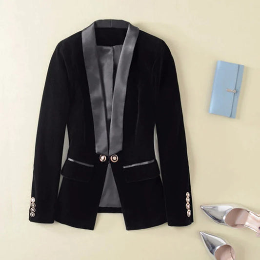 Samt-Smokingblazer mit Satin-Revers