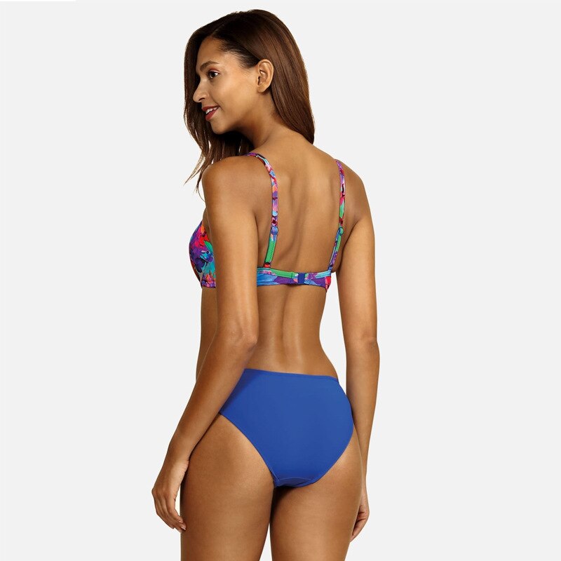 Bella - Florales Blaues Bikini-Set