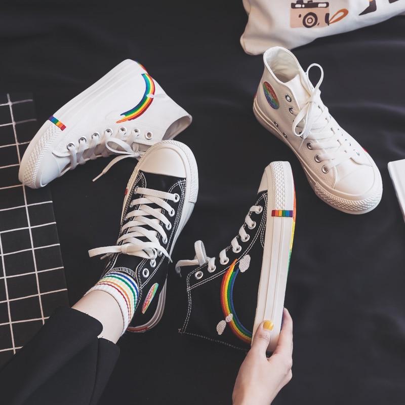 Pauline | Moderne High-Top-Sneaker in Regenbogenfarben Regenbogen