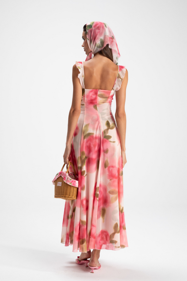 Renée Floral Ruffle Maxi-Kleid