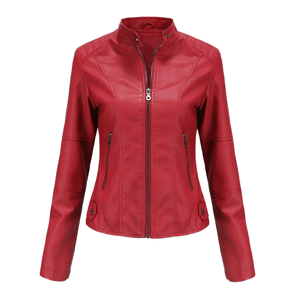 Isabela | Damen Dicke Lederjacke Modisch Motorradstil