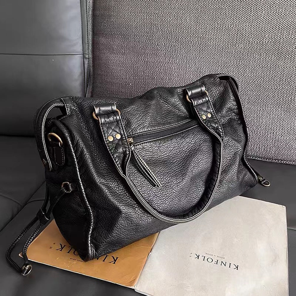 Obsidian - Luxus Schwarze Lederhandtasche