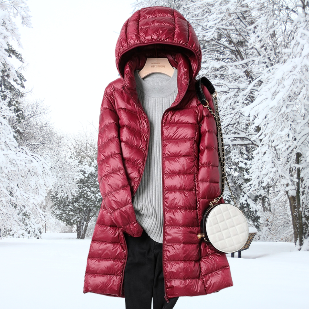 Klassische - wattierte winterjacke mit kapuze für damen