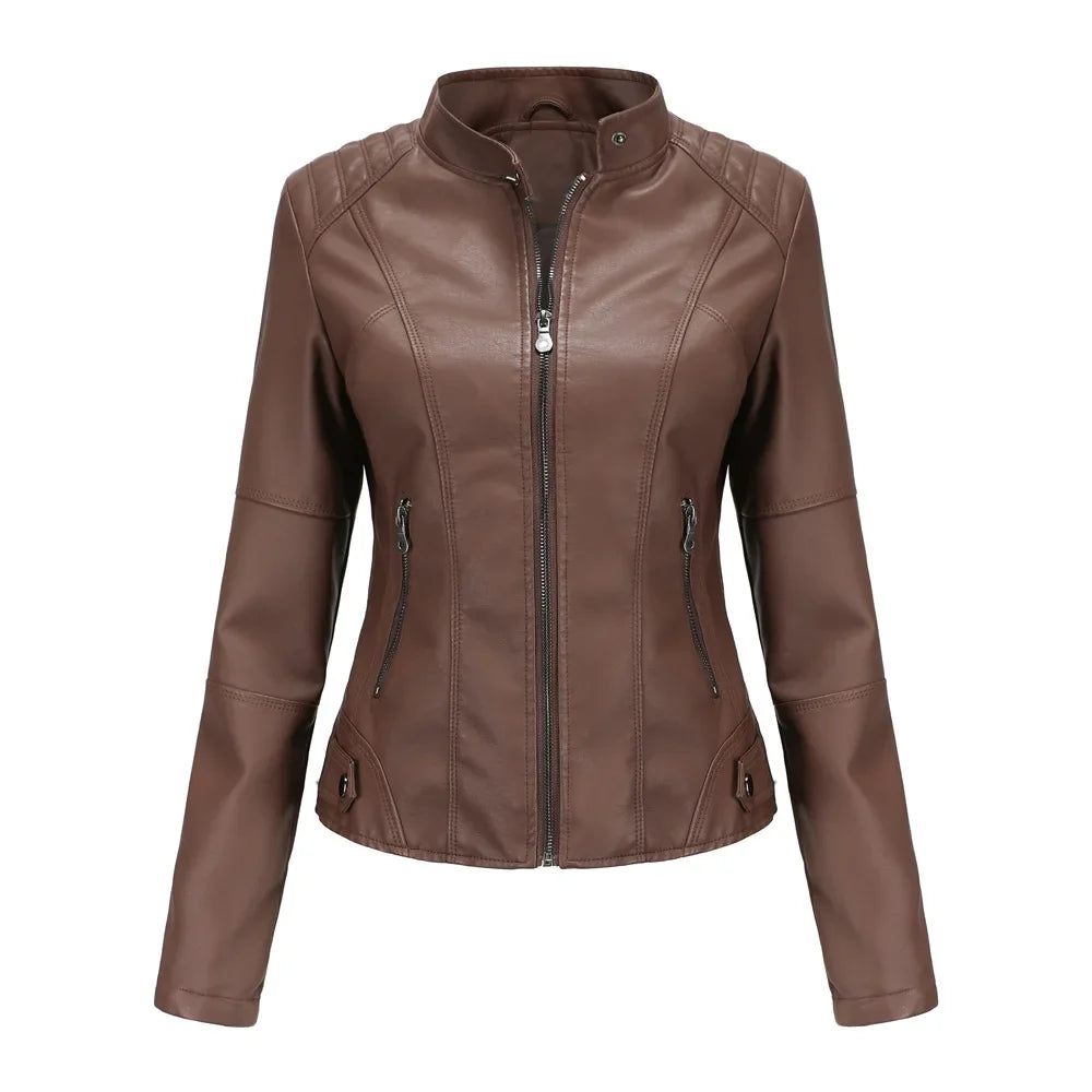 Isabela | Damen Dicke Lederjacke Modisch Motorradstil