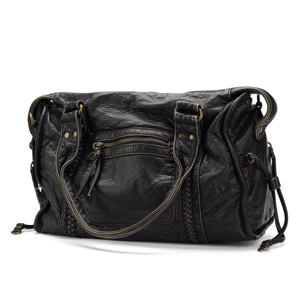 Obsidian - Luxus Schwarze Lederhandtasche