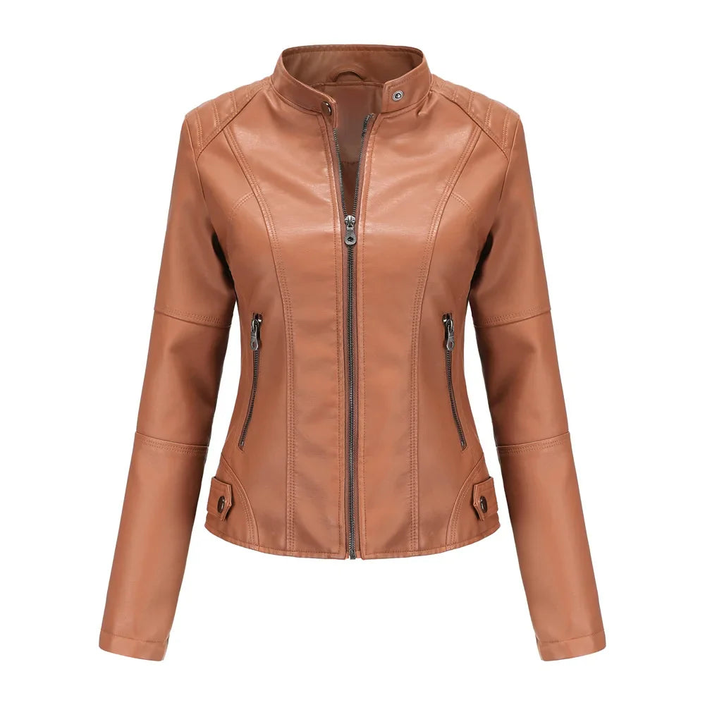 Isabela | Damen Dicke Lederjacke Modisch Motorradstil