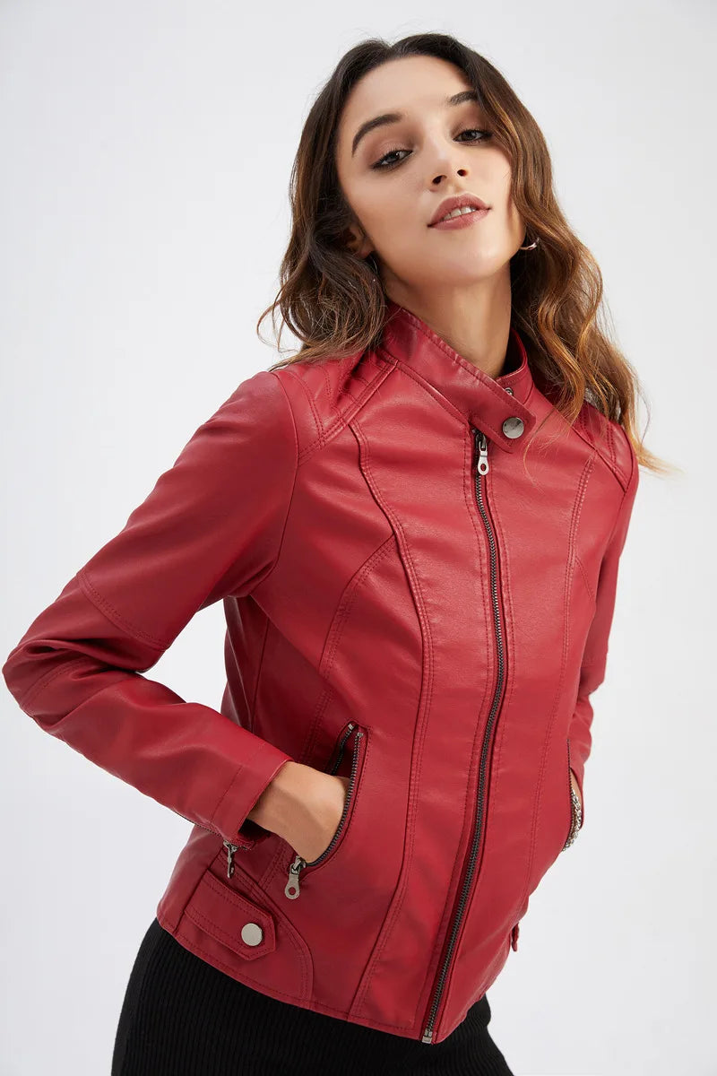 Isabela | Damen Dicke Lederjacke Modisch Motorradstil