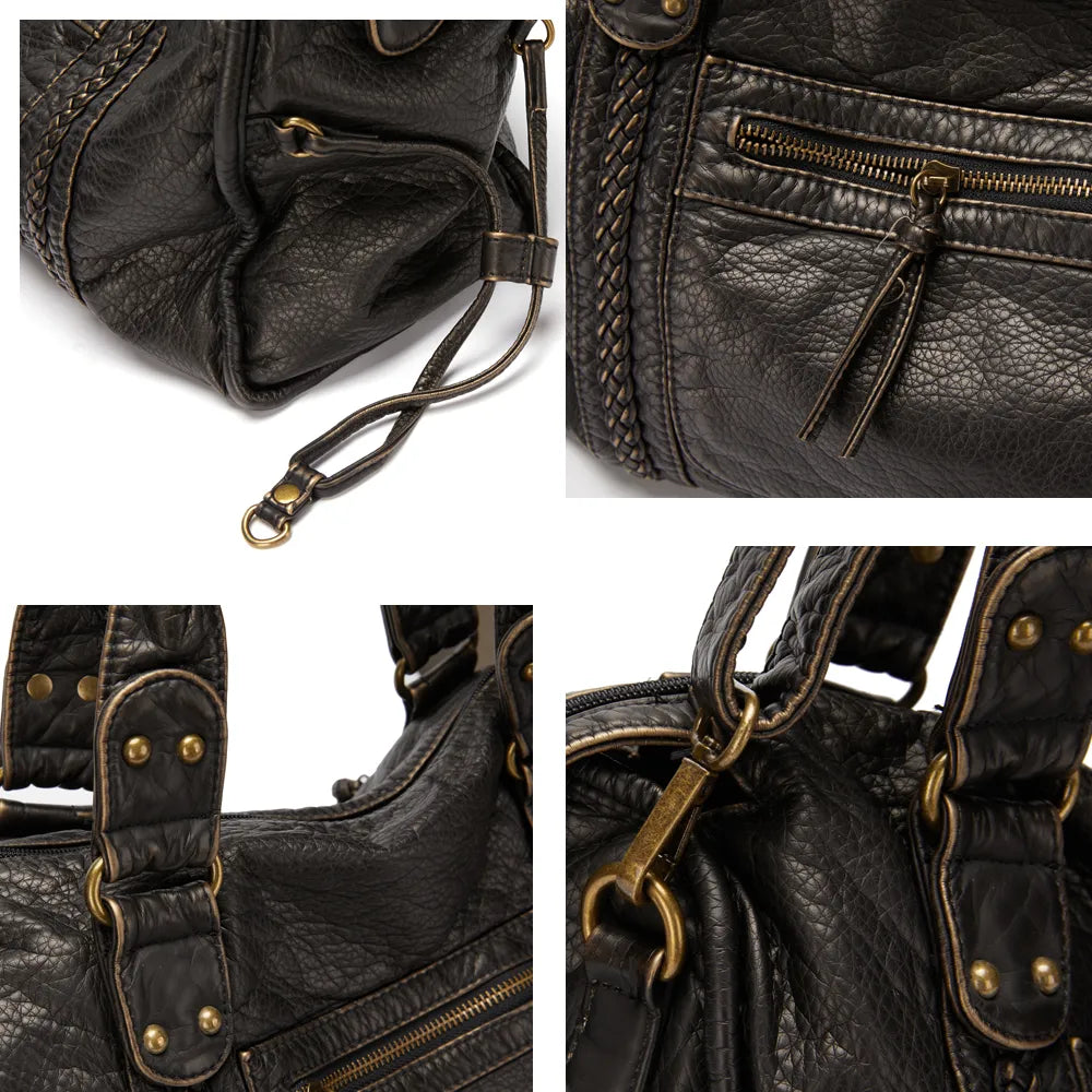 Obsidian - Luxus Schwarze Lederhandtasche