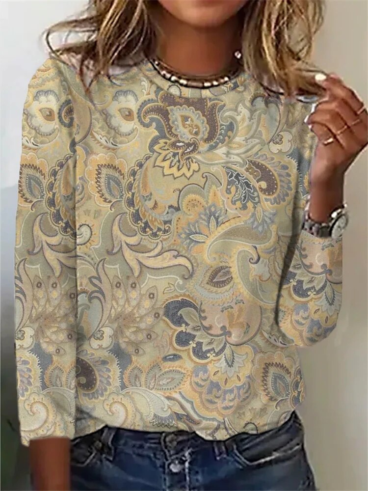 Hailee - Langarm-Shirt mit Paisley-Druck