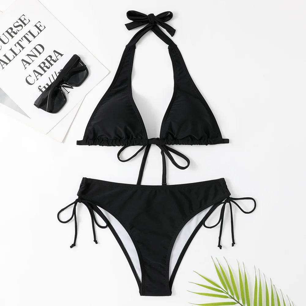 Bella - Eleganter Triangel-Bikini in Schwarz