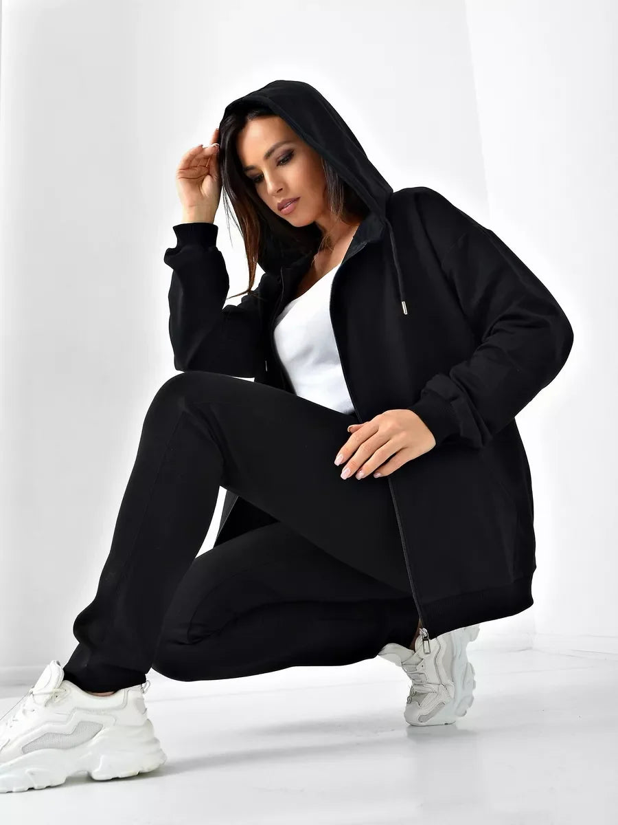 Luz | Damen Modischer Zipper Hoodie Warm und Einfarbig