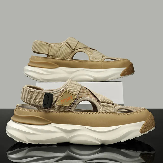 Plateau-Sandalen In Beige Und Braun