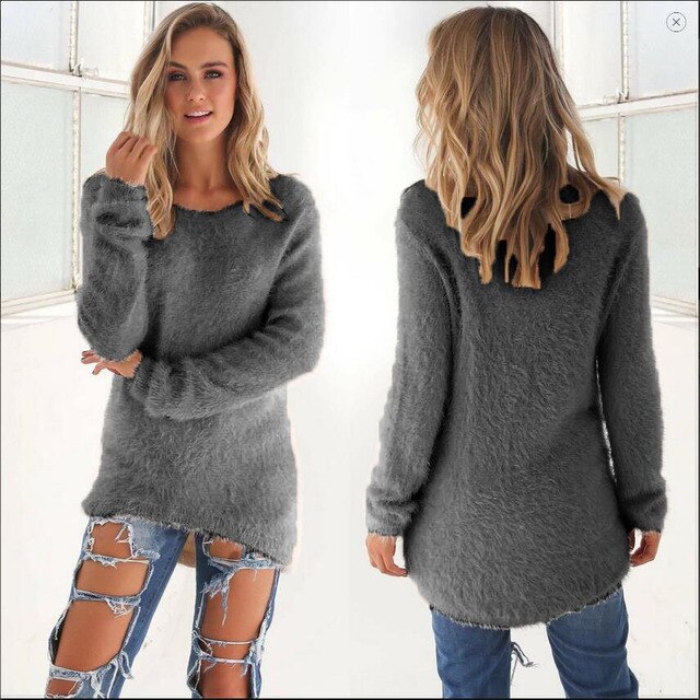 Laila - Flauschiger Strickpulli - Fuzzy-Pullover