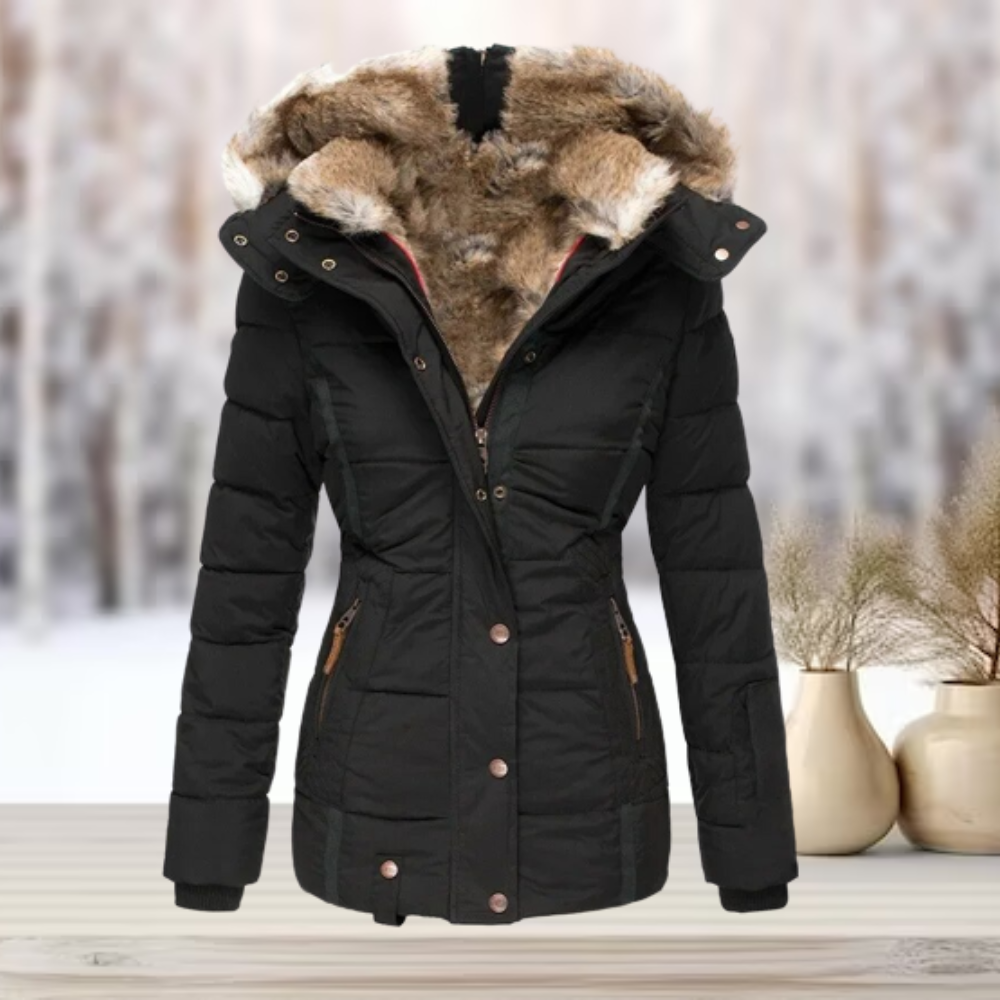 Shany | Elegante Pelz-Winterjacke mit Kapuze