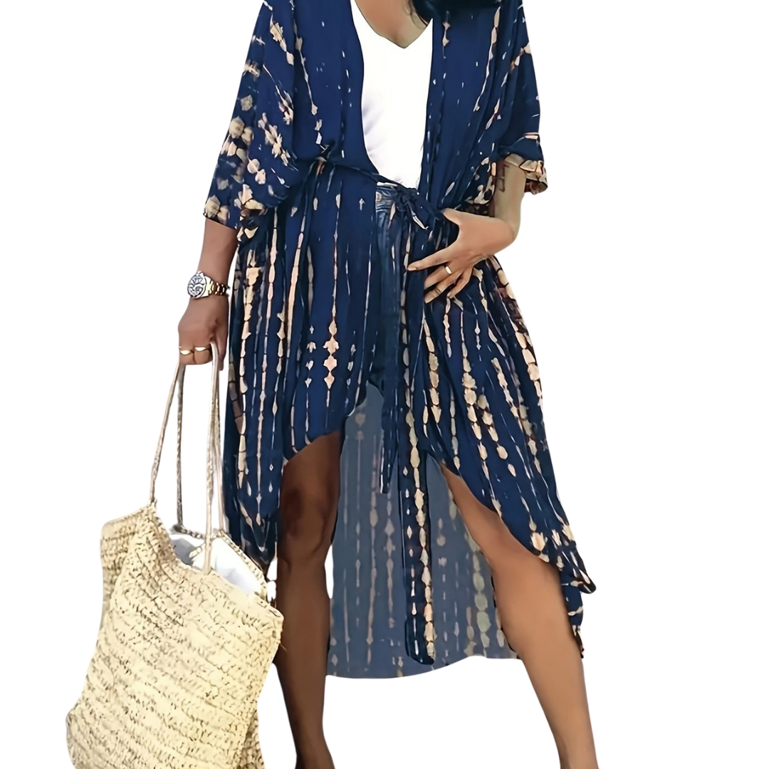 Bella Midi Kimono – Boho – Allover-Print Loose Fit