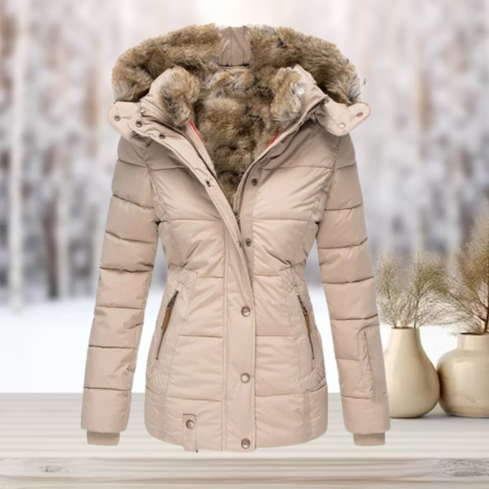 Poveth | Elegante Pelz-Winterjacke mit Kapuze