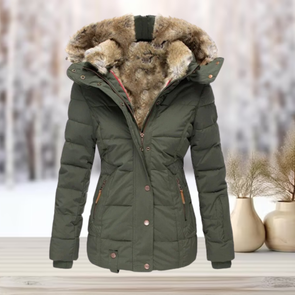 Poveth | Elegante Pelz-Winterjacke mit Kapuze