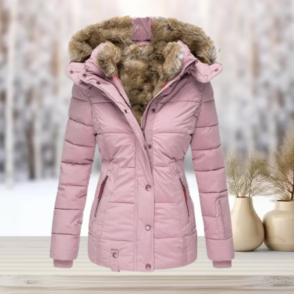 Poveth | Elegante Pelz-Winterjacke mit Kapuze